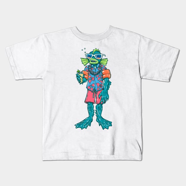 Pool Party Merman Kids T-Shirt by nickv47